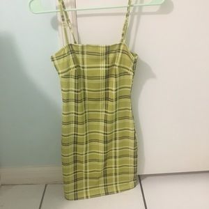 NWOT Yellow Plaid Bodycon Dress Size M